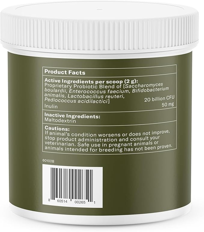 Nom Nom Dog GI-Targeted Probiotic Support - with Prebiotic Fiber, Inulin, and Saccharomyces boulardii - Gut Health Dog Probiotics for Gastrointestinal and Stomach Relief (GI Powder)