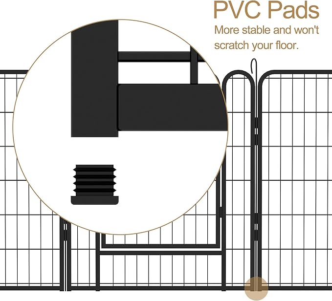 Dog Playpen, Outdoor Dog Fence, 6 Panels, 40" H Dog Pen for Large/Medium/Small Dogs, Heavy Duty Metal Pet Fence with Gate, Portable Dog Fence for RV Camping and Yard (Black)