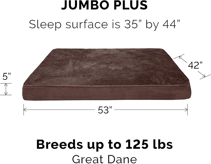 Furhaven Orthopedic Dog Bed for Large Dogs w/ Removable Bolsters & Washable Cover, For Dogs Up to 125 lbs - Quilted Sofa - Toasted Brown, Jumbo Plus/XXL