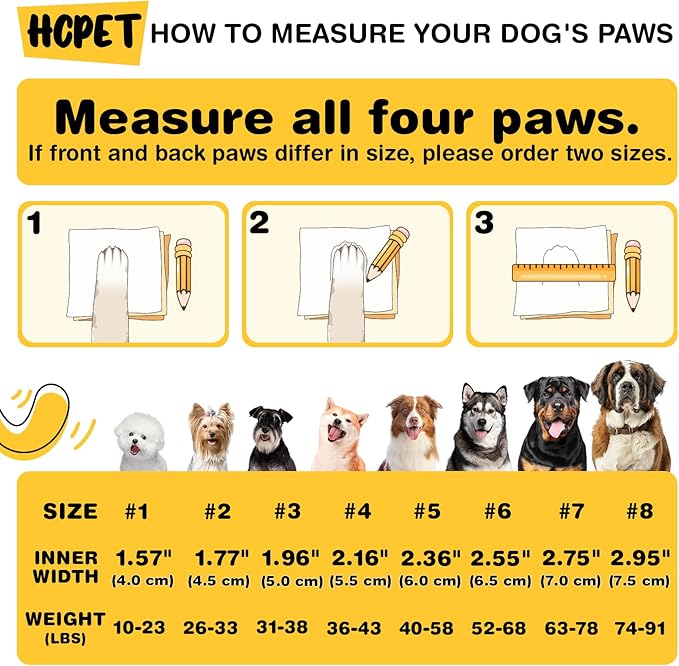 Hcpet Dog Shoes, Dog Boots for Large Dogs, Waterproof Dog Booties Paw Protector for Summer Hot Pavement, Winter Snowy Day, Outdoor Walking, Indoor Hardfloors Anti Slip Sole Orange Size 6