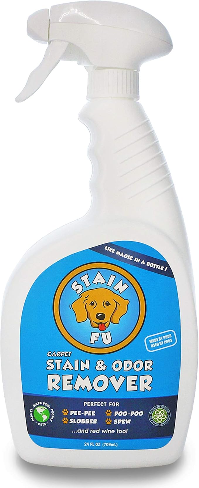 Pro Strength Carpet Odor & Stain Remover Works Like Magic in a Bottle on Tough Urine Feces Vomit and Even red Wine Too! 24 fl.oz