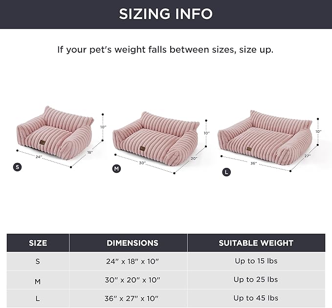 Bedsure Cute Cat Couch for Pets - Fluffy Cat Sofa with Premium Soft Corduroy Fleece, Fuzzy Pet Couch Bed with Removable Washable Cover, Supportive Chair for Indoor Cats, 24inch, Blush Pink