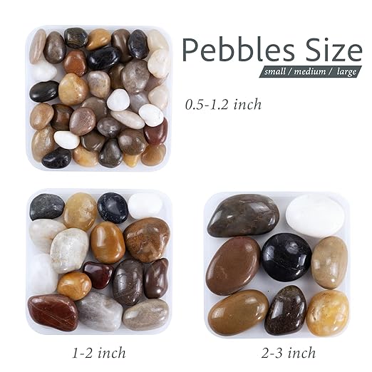 Large River Rocks for Landscaping, 40lbs Colorful Pebbles for Indoor Plants, 2-3 Inch Decorative Rocks for Planters, High Polished Stones for Vase Filler Fish Tank Garden