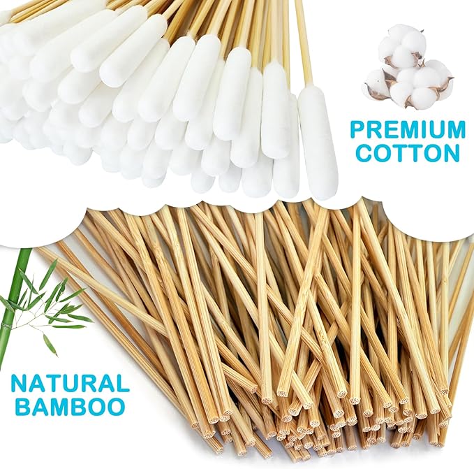 100 PCS Professional Dog Ear Cleaning Swabs - 6-inch Large Cotton Swabs, Gentle and Comfortable Bamboo Cotton Buds, Prevent Infections, Ideal Solution for Pet Ear Care (Long Tips)