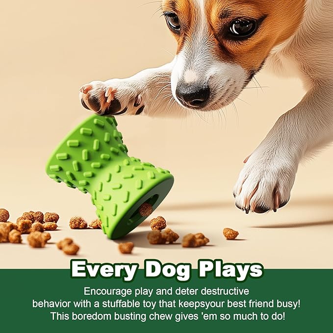 Puppy Toys, Toys for Small Dogs, Dog Treat Toy for Traning, Interactive Toy, Dog Treat Dispenser Toy,Natural Rubber Dumbbell Shaped(Green)