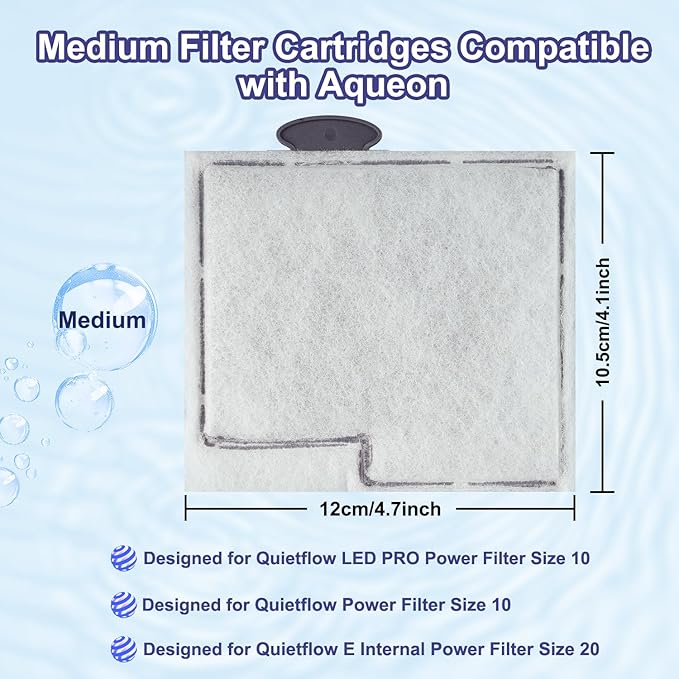 10 Pack Medium Filters Cartridges Compatible with Aqueon QuietFlow LED PRO Power Filter Size 10, E Internal Power Filter Size 20,10 Gallon Fish Tank