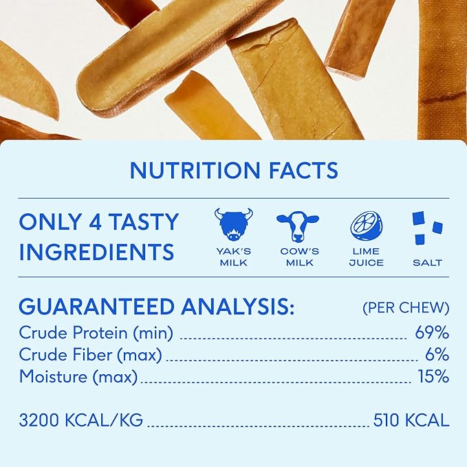 Native Pet Yak Cheese Himalayan Dog Chews - Long Lasting Dental Sticks for Large Breeds – 100% All Natural Himalayan Yak Chews for Large Dogs – Cheese Bone for Aggressive Chewers - 3 Per Pack