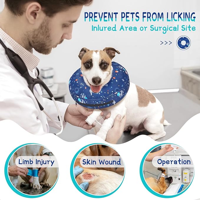 Supet Inflatable Dog Cone Collar for Small Dogs Puppies Cats, Soft Dog Cone Alternative After Surgery for Puppies Cats to Stop Licking