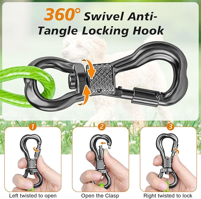 Tresbro 100FT Dog Tie Out Cable with Spring, Shock Absorbing Tether Chains for Outside Aavilable in 10/15/20/25/30/40/50/70/100/120 FT, Heavy Duty Leads for Yard for Medium & Large Dogs Up to 500 LBS