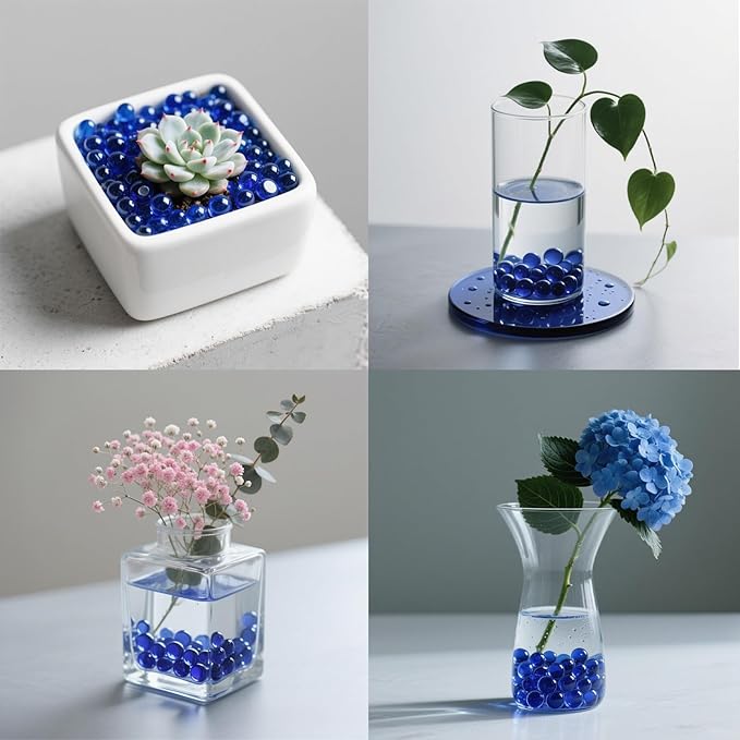 2.16LB Glass Beads Vase Filler Aquarium Gravel Decor Flat Glass Marbles Gems Pebbles Fish Tank Rocks Home Decorative Art Craft - Cobalt Blue