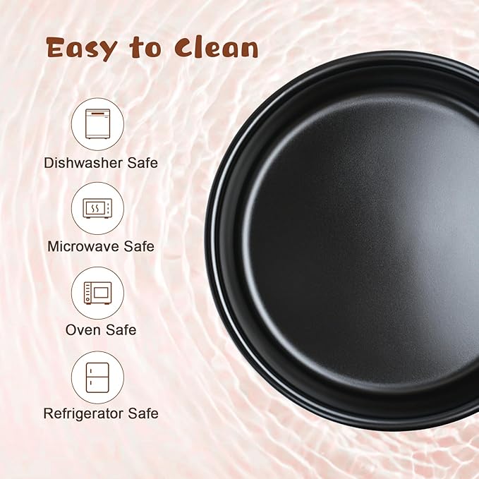 SPUNKYJUNKY Ceramic Elevated Dog Bowl Set with Acacia Wood Stand for Food and Water for Medium Dogs (42.27 OZ, Black, Dog Paw Pattern)