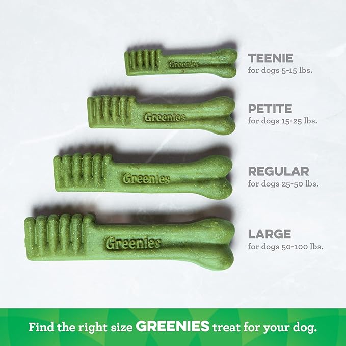Greenies Original Teenie Natural Dental Care Dog Treats, 3 oz. Pack (11 Treats) (Pack of 2)