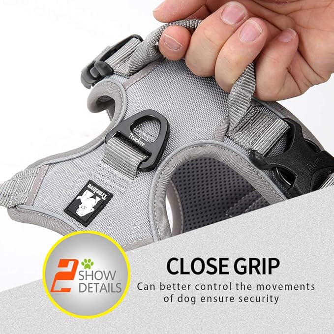 Truelove No Pull Dog Harness with Easy Control Handle and 2 Leash Attachments,Reflective Adjustable Pet Vest