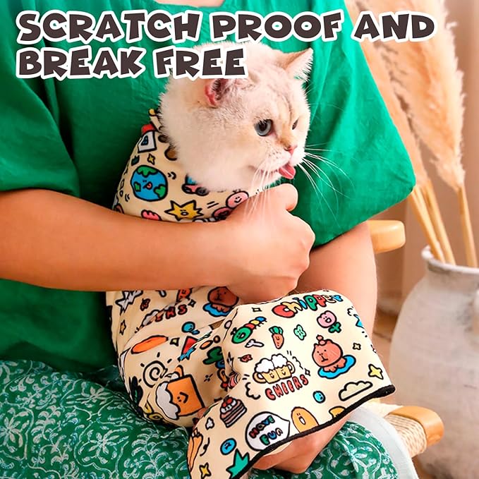 Cat Grooming Wrap, Self-Adherent Soft Cat Blanket to Wrap, Nail Clipping, Anti-Bite, Anti-Scratch, Anti-Escape Calming Wrap (Space, 10-13 lbs)