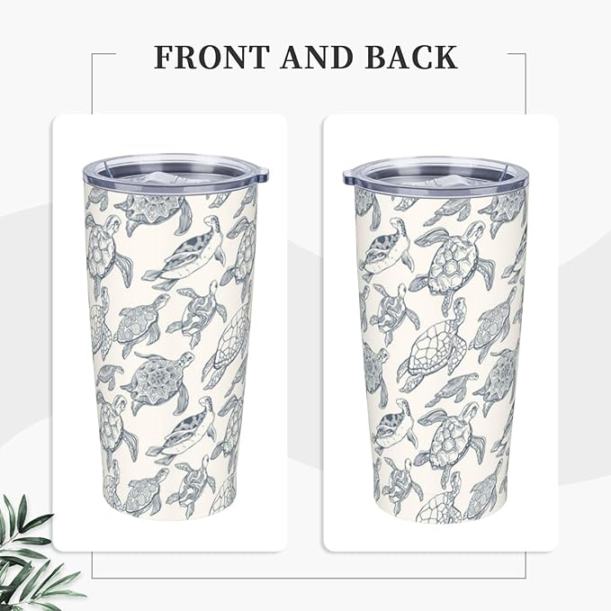 Sea Turtles Tumbler Hawaiian Turtle Stainless Steel Insulated Tumblers with Lid and Straw Reusable Sea Animal Coffee Travel Mug Tea Drinking Wine Cups Gifts for Women 20 Oz