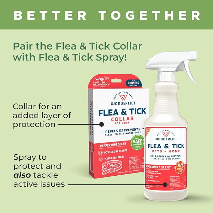 Wondercide Dog Collar - Flea, Tick, and Mosquito Repellent for Dogs - with Natural Essential Oils - Up to 4 Months Protection - Small Medium