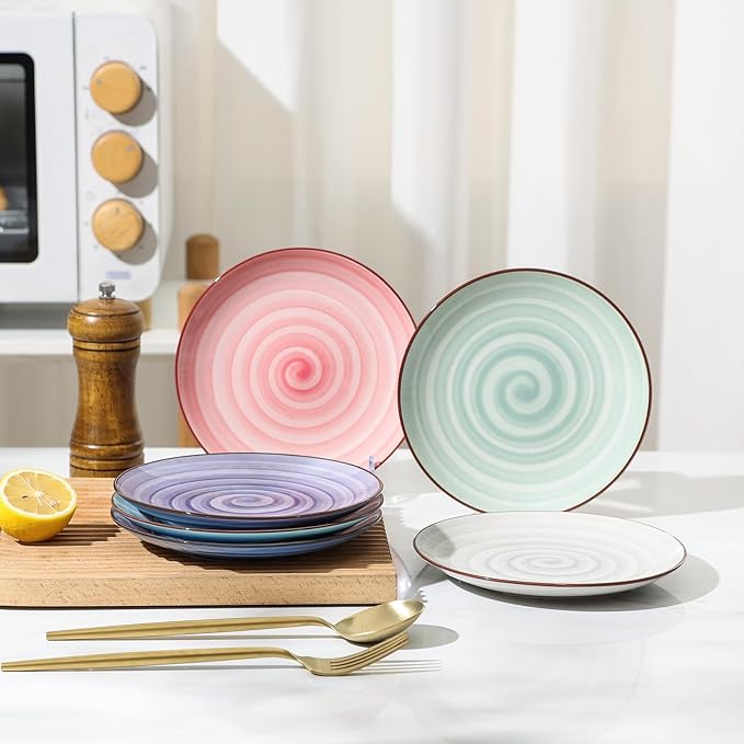 Selamica Ceramic Dessert Plates Set of 6, Small Salad Plates 6 Inch Appetizer Plates for Kitchen, Small Dinner Plates/Dishes for Cake Snacks Side Dish, Microwave Dishwasher Safe, Gradient Color
