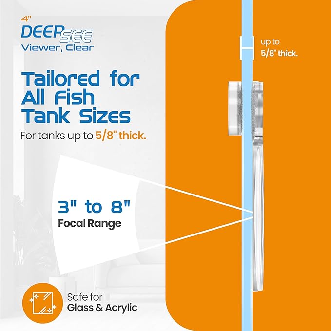Flipper DeepSee 4" Viewer - Filter Clear Lens and Aquarium Magnetic Magnifier - Fish Tank Magnifying Glass for Coral Reef Aquarium - Magnetic Magnifying Glass Ideal for Photography - Clear
