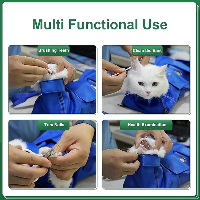 HDKUW Cat Grooming Bag,Foldable Travel Carrier for Cats,Anti-Bite Anti-Scratch Cat Grooming Restraint Bag,Pet Carrier for Administering Eye Drops,Ear Cleaner,Clipping Nails Orange S