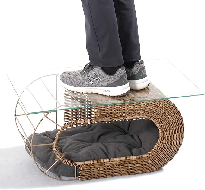Fun Stackable Wicker Cat Hideaway House - Interactive Play Rattan Cat House for Indoor Cats Kitty, Pet Friendly Top/Side House Entry, Cat Bed Enclosed