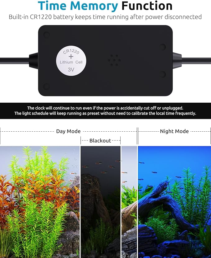 Plant Growth Aquarium Light, 24/7 Custom Timer, Power-Off Memory, 48-54in Full Spectrum Aquarium Plant Lights, 7-Row LED 8 Colors, 20 Adjustable Brightness, Day & Night Cycle for Freshwater