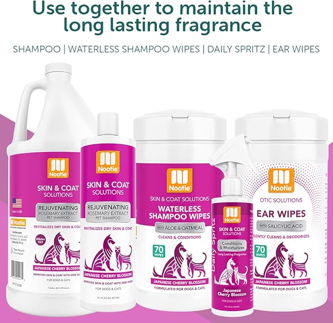 Nootie Japanese Cherry Blossom Daily Spritz for Dogs and Cats - Conditions and Moisturizes Fur, Long Lasting Pet Spray - 8oz