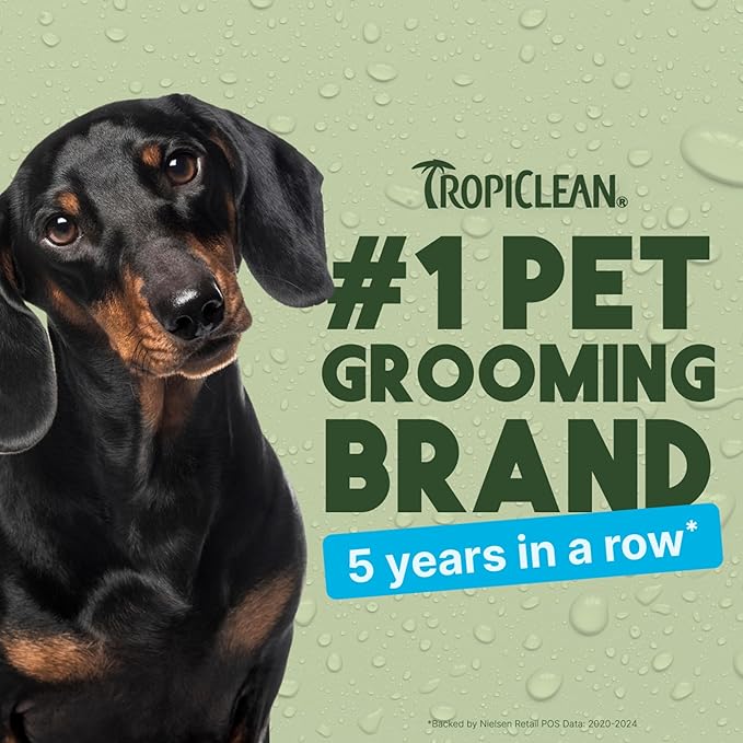 TropiClean Dog Perfume, Long Lasting Baby Powder Cologne, Deodorizing Spray for Smelly Dogs, After Bath Detangling Spray with Vitamin E, Safe for Cats, 8oz.