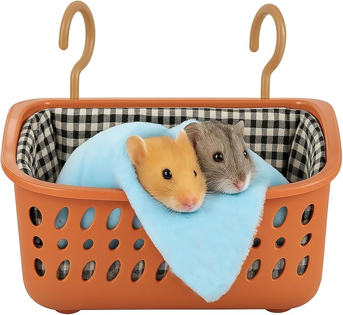 JWShang Rat Hammock for Cage, Chew Proof Hanging Basket Bed with Sturdy Hooks, Pet Cage Accessories, Safe Cozy Small Animal Rodent Hammock for Sugar Glider Mice Snuggling Sleeping