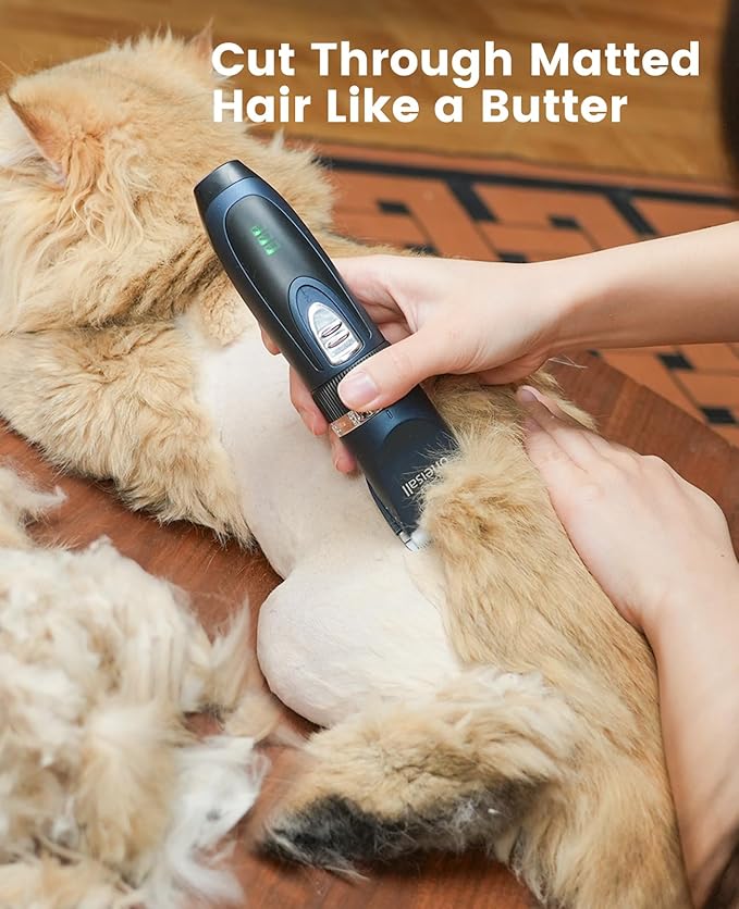 oneisall Cat Clippers and Paw Trimmer 3 in 1 Cat Grooming Kit,Cat Clippers for Matted Hair,Cordless Kitty Shaver for Matted Long Hair,2 Speed Pet Clippers