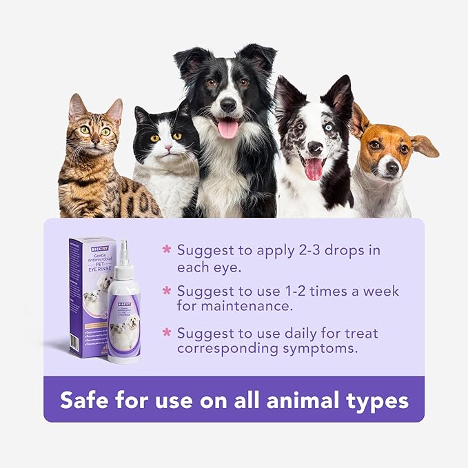 HICC PET Dog Eye Drops 5.1 fl oz Eye Drops for Dogs and Cats Vet-Recommended Dog Eye Infection Treatment to Soothe Infection Allergy, Relieve Dry Eyes Pink Eyes, Pet Tear Stain Cleaner