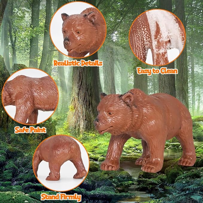 24Pcs Safari & Zoo Animals Figures, Realistic Plastic Animal Toys Set for Kids 1 2 3, Lion, Elephant, Perfect for Play, Education, Baby Shower Decor,Party Supplies Cake Topper