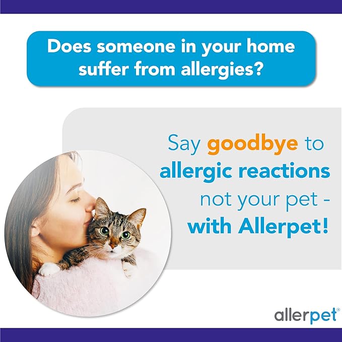 Allerpet Aloe Vera Free Cat Dander Remover - Pet Dander Allergy Relief, Natural & Safe Allergy Relief for Cats and Humans, Soothing Chamomile & Rosemary, Made in USA (12 oz)