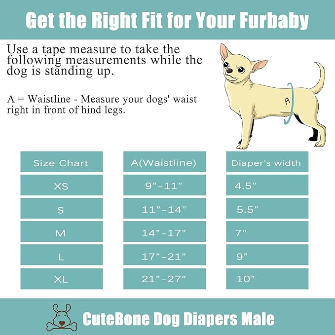 CuteBone Dog Diapers Male Belly Bands 3 Pack for Male Dogs Reusable Puppy Wraps DM66M