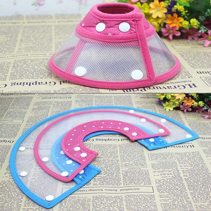 Pet Cone Recovery Dog Cone Adjustable Dog Collar Clear Padded Collar with Breathable Soft Edge, Plastic Puppy Cone Protect The Neck Surgery Recovery, Designed for Cats and Puppies (Medium, Pink)