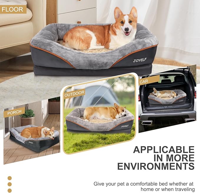 JOYELF Memory Foam Dog Bed Small Orthopedic Dog Bed & Sofa with Removable Washable Cover and Squeaker Toy as Gift