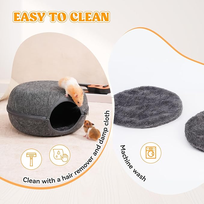 Guinea Pig Hideout, Double Function Guinea Pig Bed with 2 Soft Cushions, Small Animal Cage Accessories for Guinea Pigs, Hamsters, Hedgehogs, and Ferrets