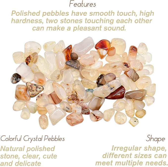 Halatool 1LB Crystal Pebbles 0.27"- 0.79" Natural Landscaping Pebbles Aquarium Gravel Decorative Polished Stone Suitable for Plants Home Decoration DIY Handmade Fish Tanks Vase Filler