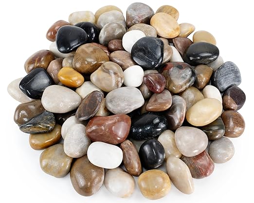 Pebbles for Plants, 5lbs Colorful Pebbles 1-2 Inch Decorative River Rocks for Indoor Planters, High Polished Stones for Vase Filler Fish Tank Landscaping Garden