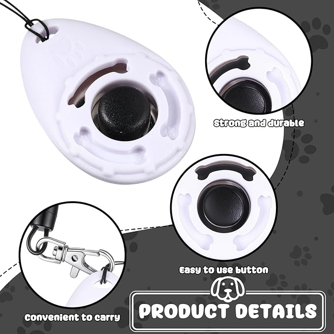 Frienda 18 Pieces Dog Training Clicker, Pet Behavioral Training Clickers with Wrist Strap for Dogs Cats Puppy Birds Horses (White)