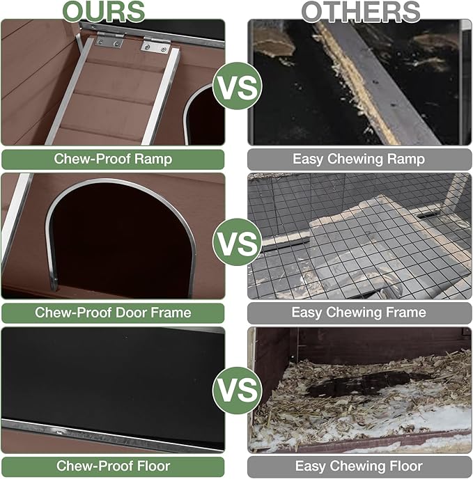 Guinea Pig Cage with Wooden Stand - Hamster Cage, Small Animal Cage Anti Chew Ramp, Hideout, Platform, Pull Out Tray (Brown, L)