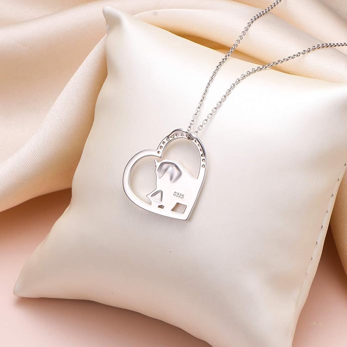 S925 Sterling Silver Horse Bunny Cat Dog Heart Pendant Necklace Cute Animal Jewelry Gifts for Women Adults Teens