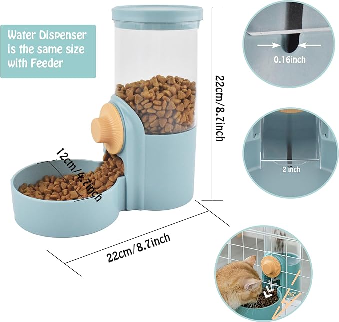 Hanging Automatic Rabbit Water Dispenser, Auto Dog Kennel Water Dispenser 35OZ Gravity Bunny Feeder, Dog Cage & Crate Waterer for Rabbit Guinea Pig Hedgehog Ferret Kitty Puppy