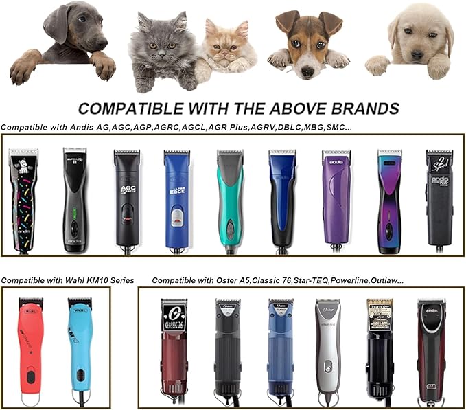 10 Blades Dog Grooming Blades Compatible with Andis/Oster A5/Wahl KM-10 Series Dog Clippers,Detachable Clipper Replacement Blade,Black (6PCS Black-#10+30+3FC+4FC+5FC+7FC)