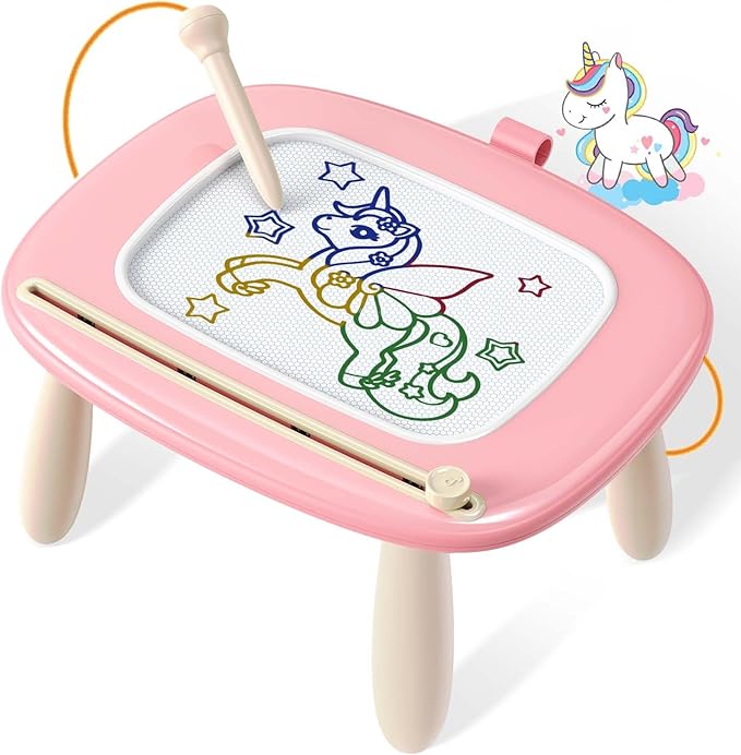 Magnetic Drawing Board, Toddler Girl Toys for 1-2 Year Old, Doodle Board Pad Learning and Educational Kids Toys for 1 2 3 Year Old Baby Girl Birthday Christmas GIF- Pink
