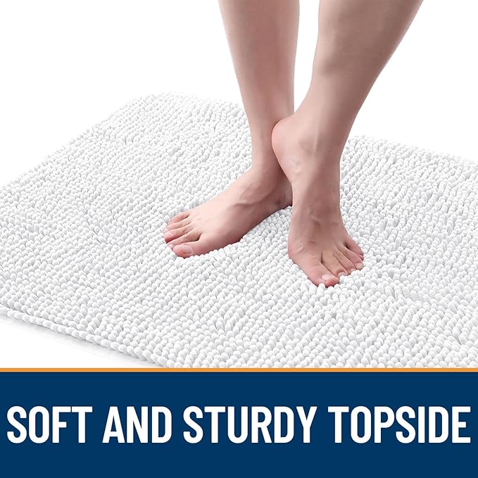 OLANLY Dog Door Mat for Muddy Paws 30x20, Absorbs Moisture and Dirt, Absorbent Non-Slip Washable Doormat, Quick Dry Chenille Mud Mat for Dogs, Entry Indoor Entryway Carpet for Inside Floor, White
