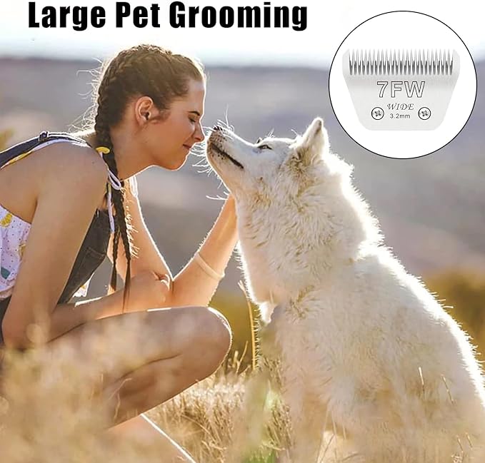 4PCS Wide Blades for Dog Grooming Blades Compatible with Andis,Oster A5,Wahl km10 Dog Clippers,Detachable Stainless Steel Dog Clipper Blades (10W+30W+5FW+7FW)