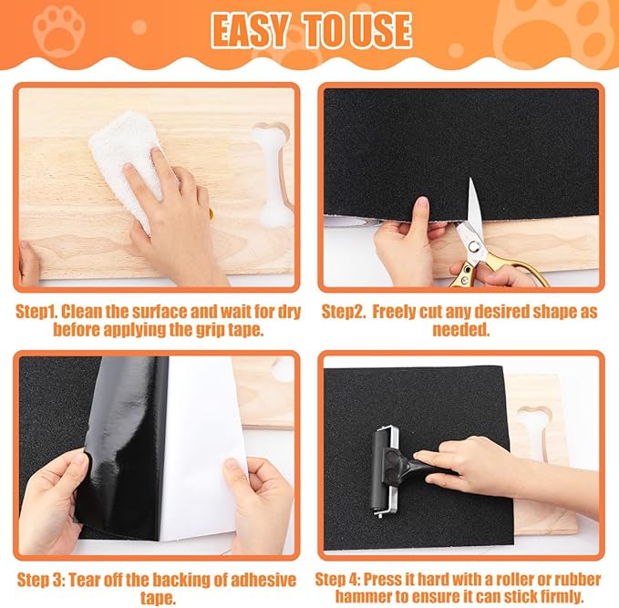 6 PCS Pet Nail Self Adhesive Replacement Emery Paper Fits Most Dog Scratch Pad Cat Litter Box DIY on The Places Where Pets Like to Scratch (10in*17.7in, Black)