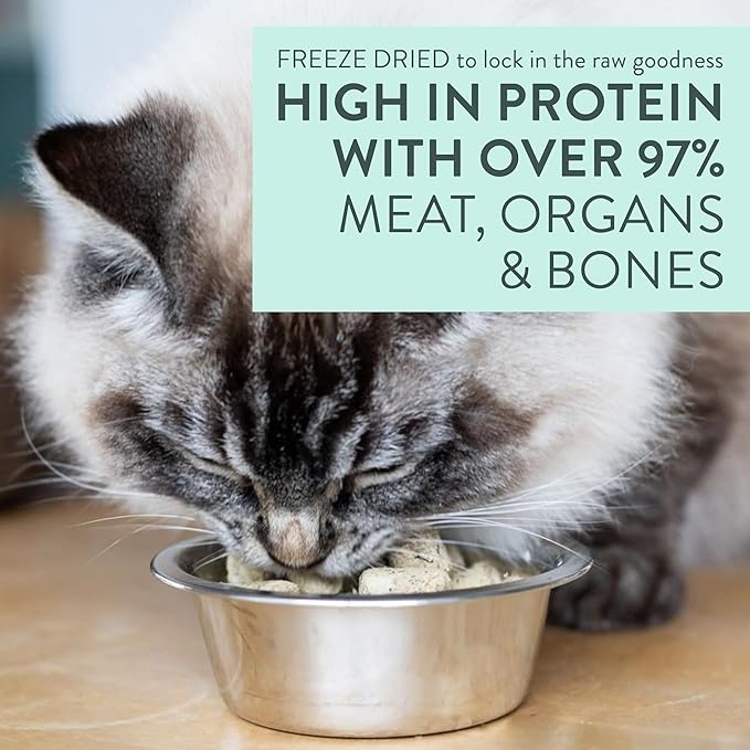 Meow Lamb & Hoki Freeze Dried Raw Cat Food, Mixer, or Topper, or Treat - High Protein, Natural, Limited Ingredient Recipe 9.9 oz