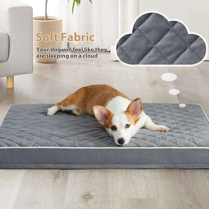 WNPETHOME Orthopedic Dog Bed Medium Size Dog, Waterproof Medium Dogs Bed with Removable Washable Cover, Multi-Needle Quilting Dogs Crate Bed