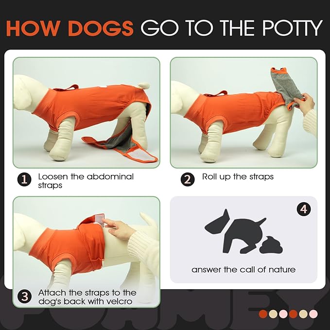 FUAMEY Dog Recovery Suit Male,Dogs Surgery Neuter Suits Puppy Spay Shirts for Female Protect Dog's Skin Anti Licking Abdominal Wounds Doggie Onesie Pet Bodysuit Alternative to Cone Orange XS